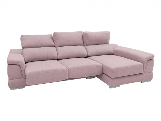 Chaise longue derecho con asientos deslizantes tapizado rosa  merkamueble 2