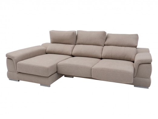 Chaise longue izquierdo con asientos deslizantes tapizado beige  merkamueble 2