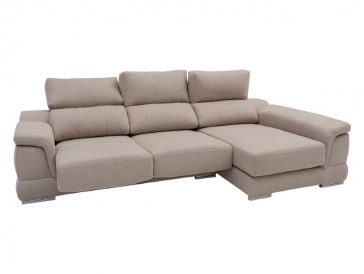 Chaise longue derecho con asientos deslizantes tapizado beige  merkamueble 2