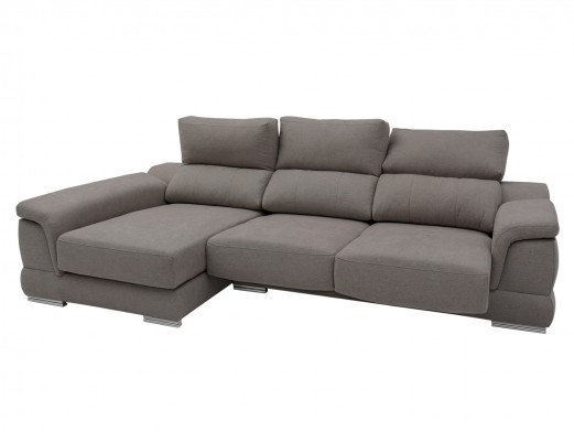 Chaise longue izquierdo con asientos deslizantes tapizado gris  merkamueble 2