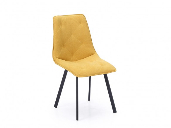 Pack 2 sillas tapizadas con costuras decorativas color mostaza  merkamueble
