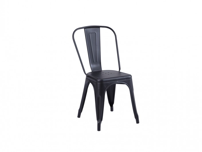 Pack 4 sillas vintage de chapa de acero color negro  merkamueble