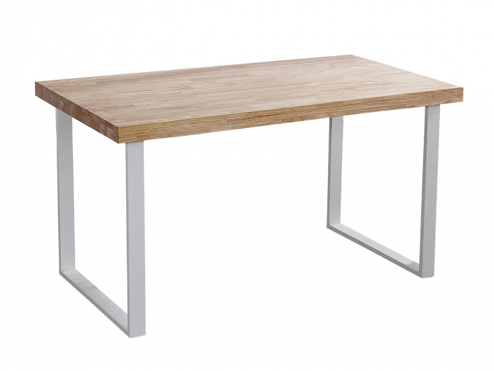 Mesa de comedor fija con tapa de madera color roble - blanco  merkamueble