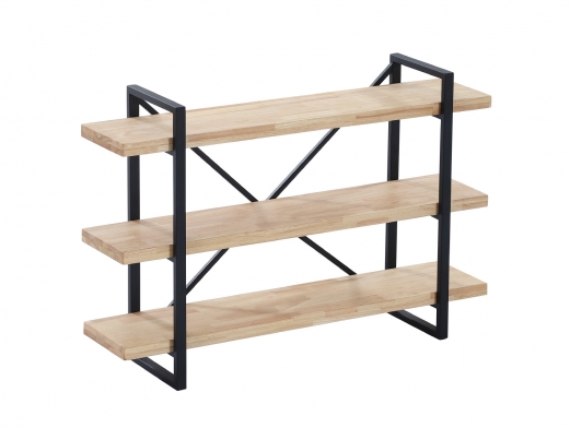 Estantería alta con 4 estantes de madera de roble y estructura metálica