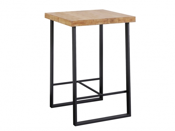 Mesa alta con tapa de madera color roble - negro  merkamueble