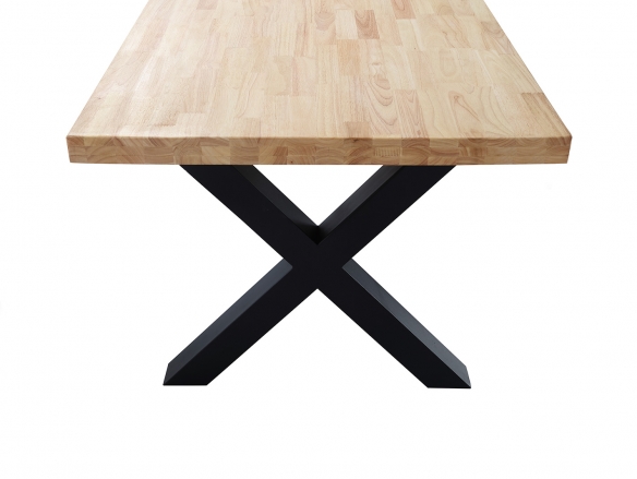 Mesa de comedor fija de 160 cm patas en X color roble-negro  merkamueble