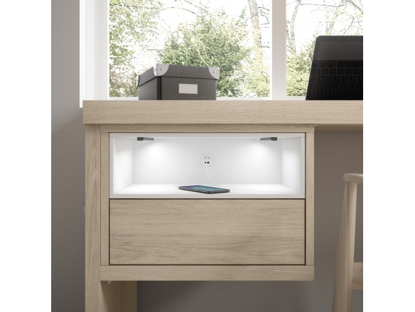 Composición juvenil con cama nido, escritorio y armario de rincón color nórdico-jazmín-juice  merkamueble