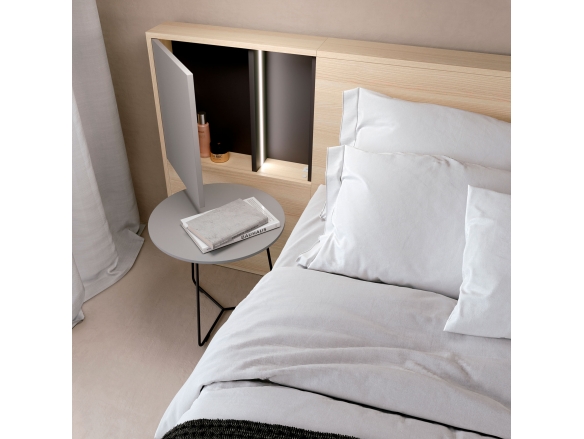 Composición dormitorio cama, mesitas y tocador color ártico/nordic/grafito  merkamueble