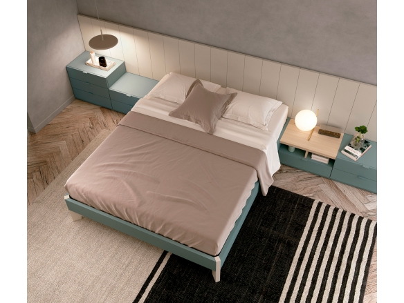Composición dormitorio cama y mesitas color fiordo/tórtola/nordic  merkamueble