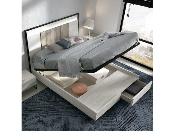 Composición dormitorio cama y mesitas color vivaldi/arce  merkamueble
