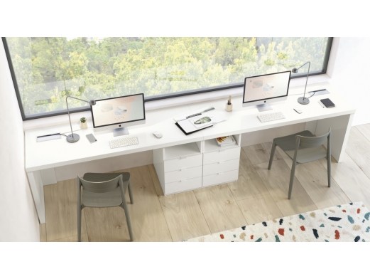 Composición dormitorio compuesto por dos escritorios color blanco  merkamueble