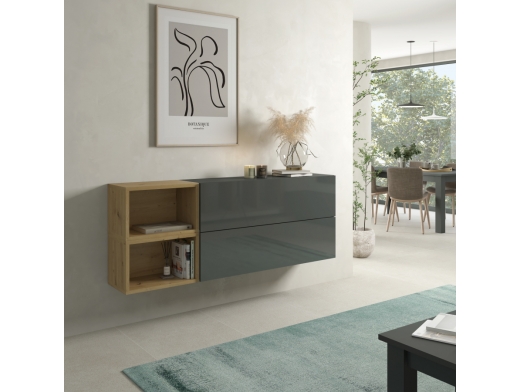 Aparador suspendido puertas y huecos color ebano-artisan  merkamueble