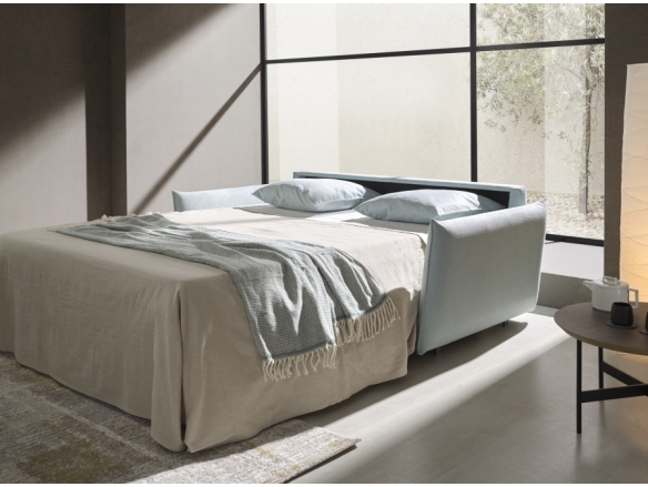 Sofá cama de apertura italiana color celeste  merkamueble