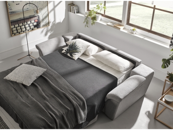Sofá cama de apertura italiana color gris plata  merkamueble