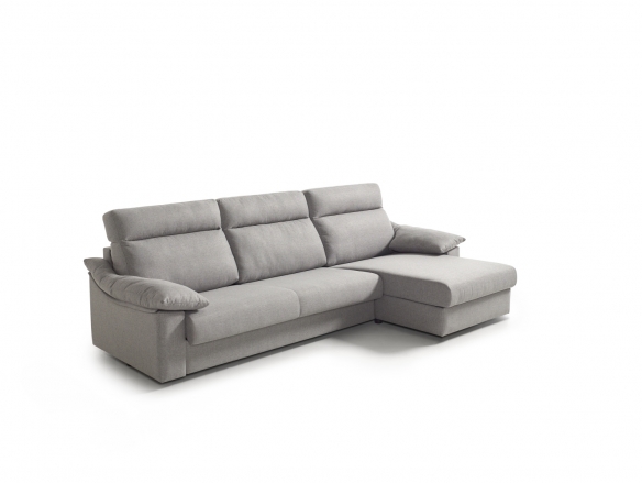 Chaise longue cama con arcón tapizado gris  merkamueble