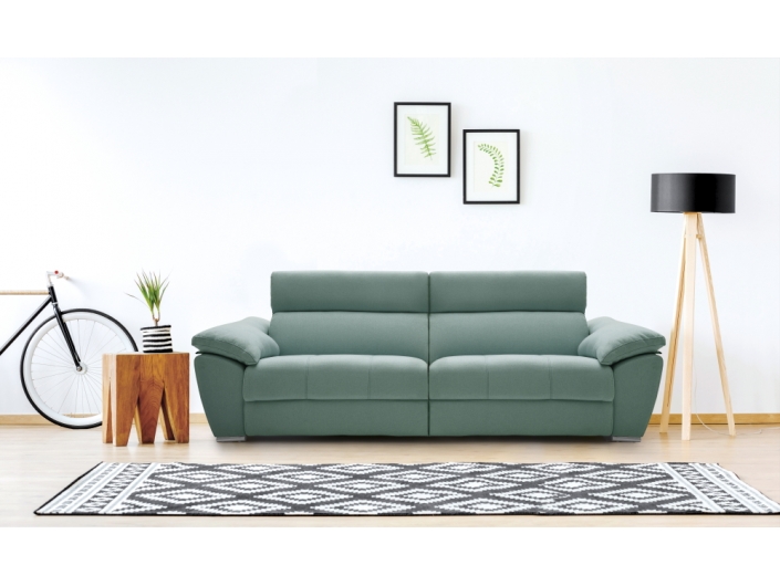 Sofá 3 plazas con asientos relax eléctricos motorizados color verde  merkamueble