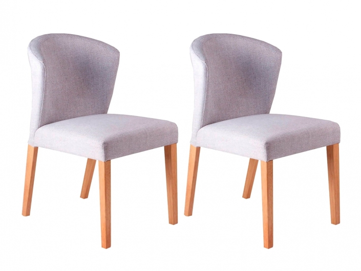 Pack 2 sillas de comedor tapizados gris claro y patas madera  merkamueble
