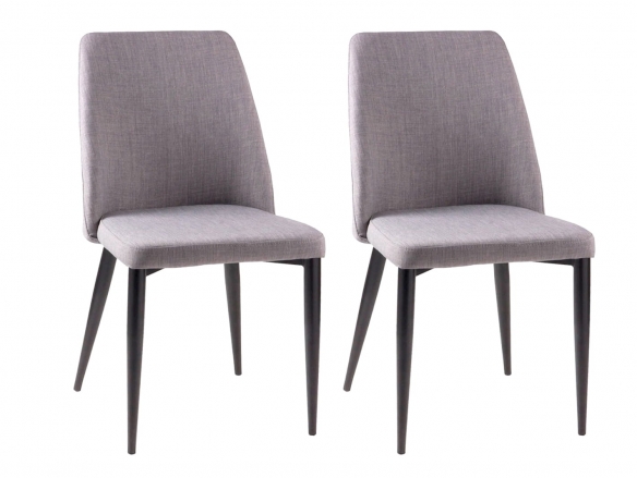 Pack 2 sillas de comedor tapizado gris claro y patas metálicas  merkamueble
