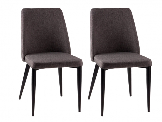 Pack 2 sillas de comedor tapizado gris oscuro y patas metálicas  merkamueble