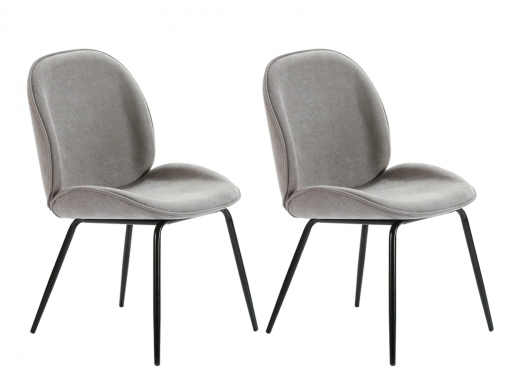 Pack 2 sillas de comedor tapizado gris y patas metálicas  merkamueble