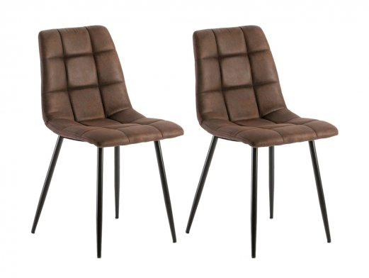 Pack 2 sillas de comedor tapizado marrón y patas metálicas  merkamueble