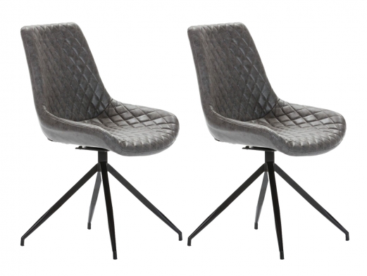 Pack 2 sillas de comedor tapizada símil piel gris y patas metálicas  merkamueble