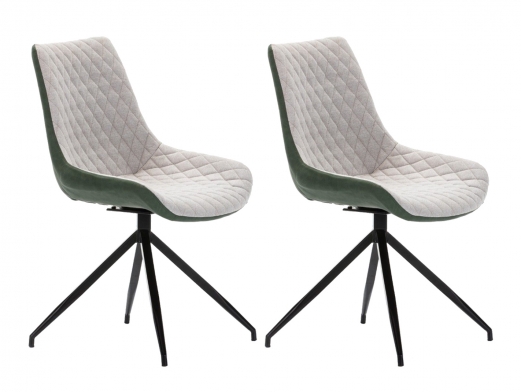 Pack 2 sillas de comedor símil piel verde combinada y patas metálicas  merkamueble