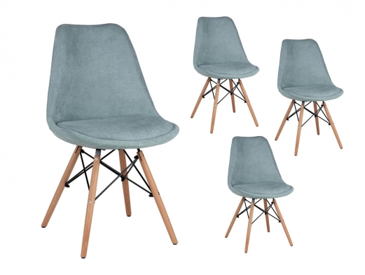 Pack 4 sillas de comedor tapizado mint y patas madera  merkamueble