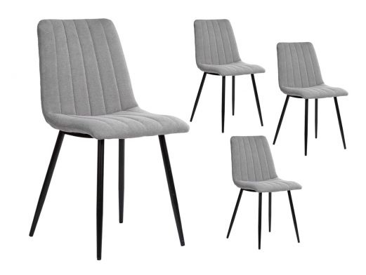 Pack 4 sillas de comedor tapizado gris claro y patas metálicas  merkamueble