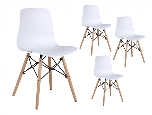 Pack 4 sillas de comedor color blanco y patas madera  merkamueble