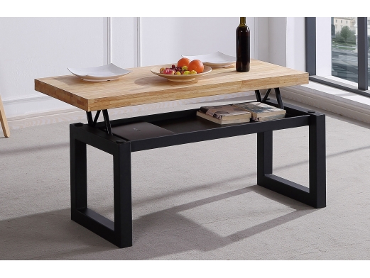 Mesa centro elevable de 120 cm color roble nordish-negro  merkamueble 2