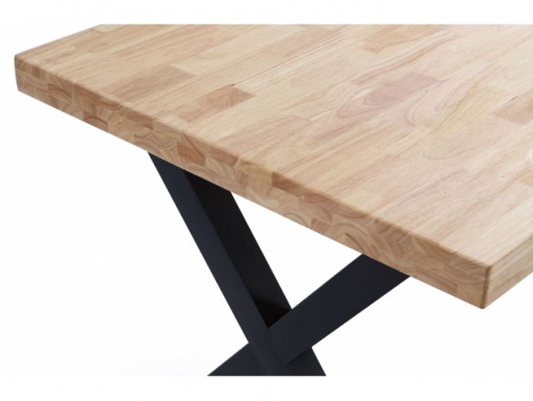 Mesa comedor fija de 140 cm patas en X color roble-negro  merkamueble