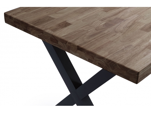 Mesa comedor fija de 140 cm patas en X color roble americano-negro  merkamueble 2