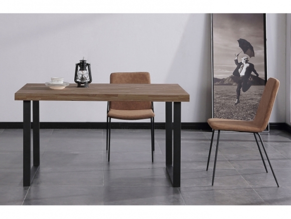 Mesa de comedor fija de 140 cm color roble americano-negro  merkamueble