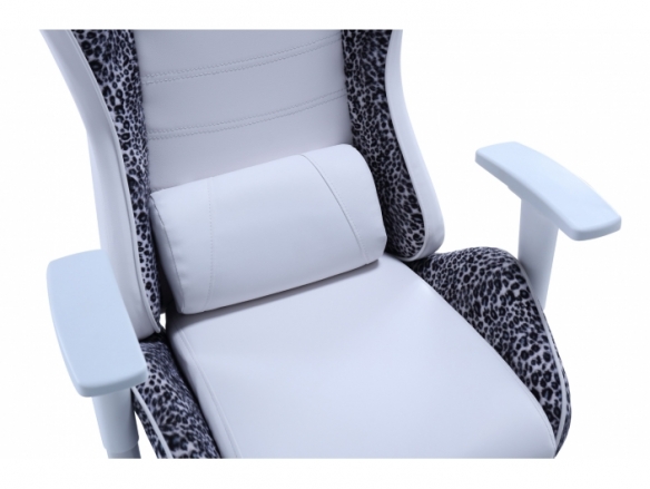 Sillón gamer giratorio reclinable color leopard blanco - leopardo  merkamueble
