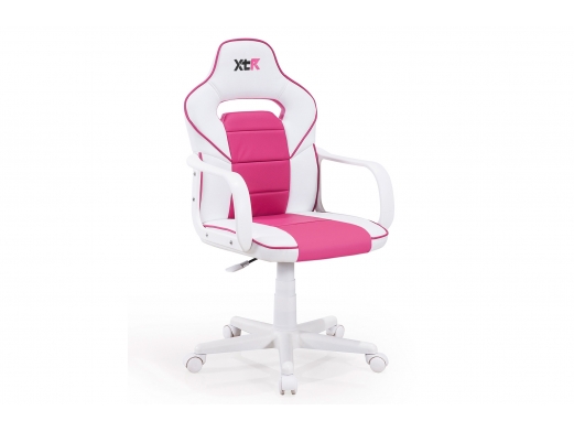 Sillón giratorio símil piel color blanco-fresa  merkamueble