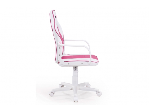 Sillón giratorio símil piel color blanco-fresa  merkamueble 2