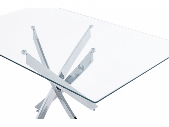 Mesa comedor rectangular cristal-cromo  merkamueble