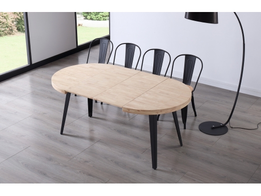 Mesa comedor redonda extensible color roble nordish - negro  merkamueble 2