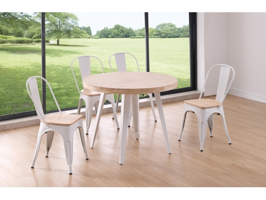 Mesa comedor redonda fija de 100 cm color roble nordish - blanco  merkamueble 2