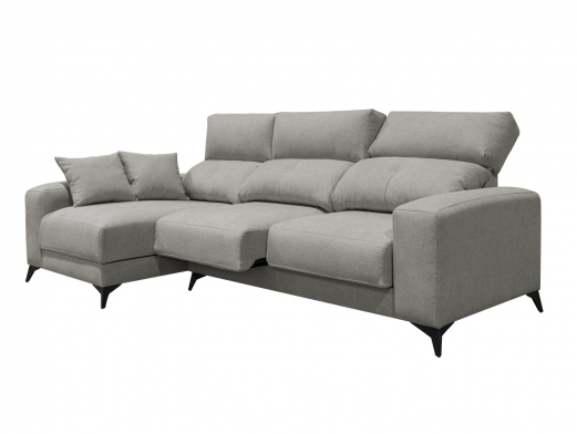 Chaise longue reversible con asientos deslizantes de carro tapizado gris  merkamueble 2