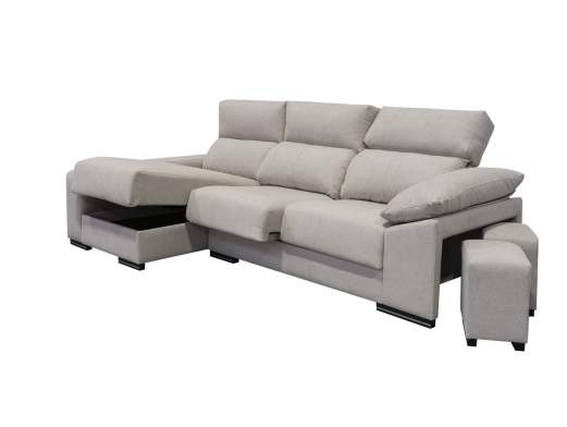 Chaise longue reversible con asientos deslizantes de carro tapizado tostado  merkamueble 2