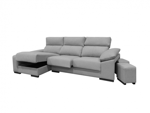 Chaise longue reversible con asientos deslizantes de carro tapizado gris  merkamueble 2