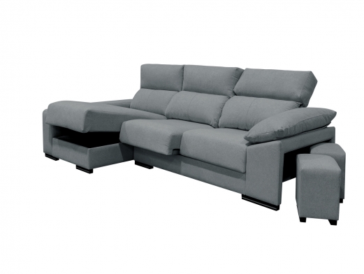 Chaise longue reversible con asientos deslizantes de carro tapizado gris oscuro  merkamueble 2