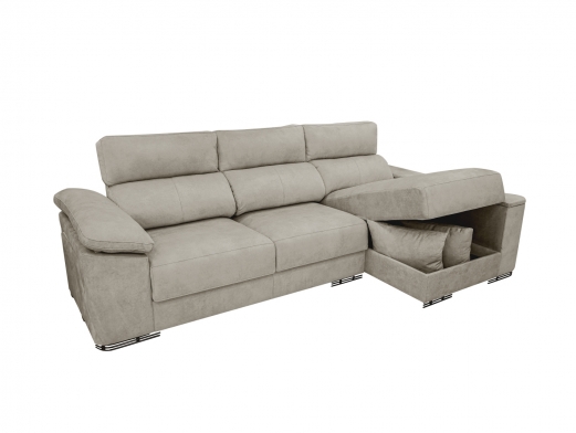 Chaise longue reversible con asientos deslizantes de carro tapizado beige  merkamueble 2