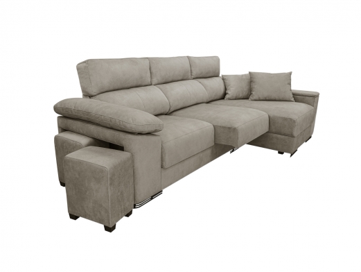Chaise longue reversible con asientos deslizantes de carro tapizado visón  merkamueble 2
