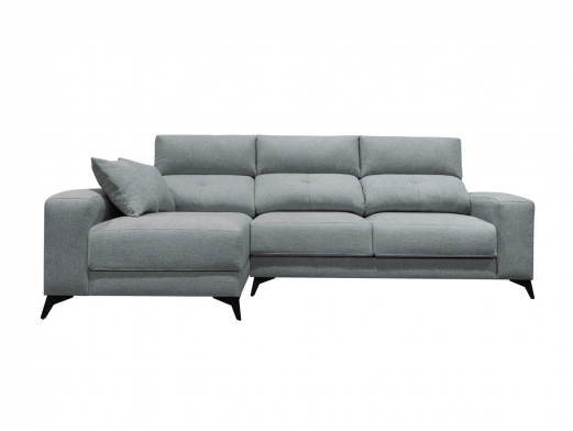 Sofá chaise longue reversible con asientos deslizantes de carro tapizado gris oscuro  merkamueble 2