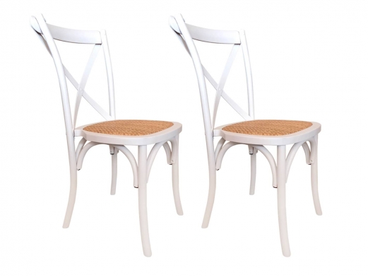 Pack 2 sillas comedor madera color blanco - rattan  merkamueble