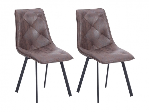 Pack 2 sillas tapizadas con costuras decorativas color chocolate  merkamueble
