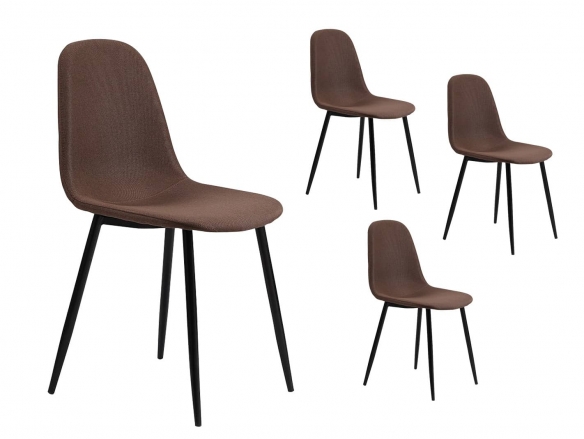 Pack 4 sillas de comedor estilo nórdico tapizado color chocolate  merkamueble